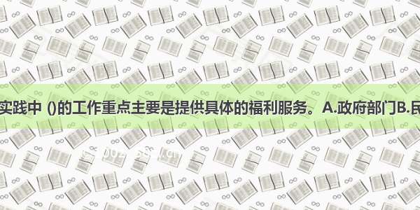 在社会服务实践中 ()的工作重点主要是提供具体的福利服务。A.政府部门B.民办机构C.居