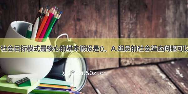 小组工作中 社会目标模式最核心的基本假设是()。A.组员的社会适应问题可以得到治疗和