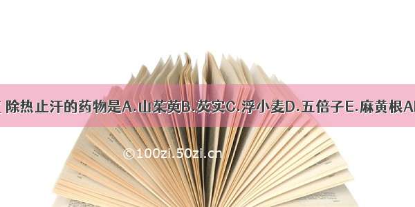 能益气 除热止汗的药物是A.山茱萸B.芡实C.浮小麦D.五倍子E.麻黄根ABCDE