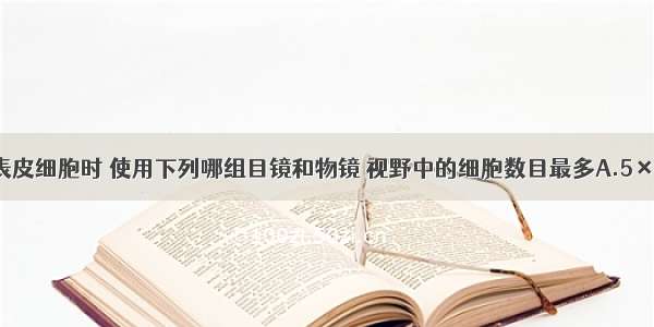 观察洋葱表皮细胞时 使用下列哪组目镜和物镜 视野中的细胞数目最多A.5× 4×B.5×