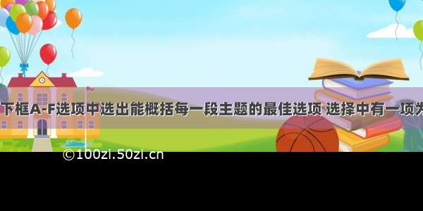 根据文章 从下框A-F选项中选出能概括每一段主题的最佳选项 选择中有一项为多余。A.A