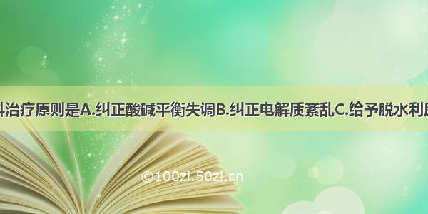 胸部损伤外科治疗原则是A.纠正酸碱平衡失调B.纠正电解质紊乱C.给予脱水利尿药D.给予镇