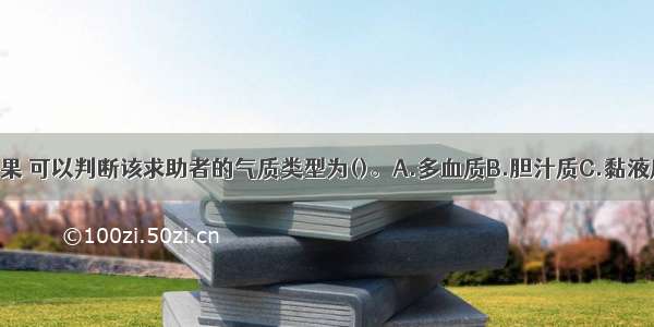 根据测验结果 可以判断该求助者的气质类型为()。A.多血质B.胆汁质C.黏液质D.抑郁质