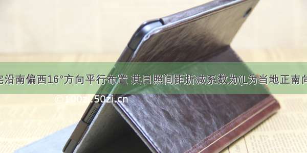 某城市住宅沿南偏西16°方向平行布置 其日照间距折减系数为(L为当地正南向日照间距)