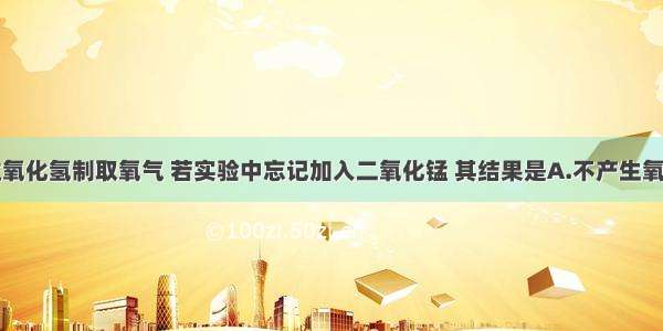 实验室用过氧化氢制取氧气 若实验中忘记加入二氧化锰 其结果是A.不产生氧气B.生产氧