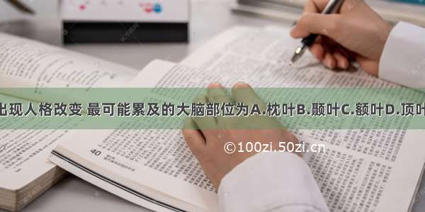 患者脑外伤后出现人格改变 最可能累及的大脑部位为A.枕叶B.颞叶C.额叶D.顶叶E.小脑ABCDE