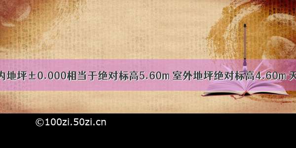 某建筑物室内地坪±0.000相当于绝对标高5.60m 室外地坪绝对标高4.60m 天然地面绝对