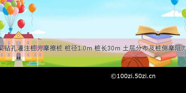 某公路桥梁钻孔灌注桩为摩擦桩 桩径1.0m 桩长30m 土层分布及桩侧摩阻力标准值 桩