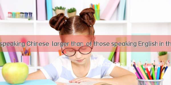 The number of speaking Chinese  larger than  of those speaking English in the world . A ar