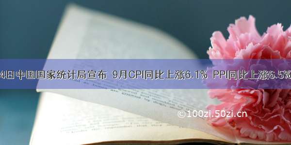 10月14日中国国家统计局宣布  9月CPI同比上涨6.1%  PPI同比上涨6.5% 专家