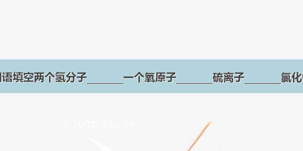 请用化学用语填空两个氢分子________一个氧原子________硫离子________氯化钠中钠元素