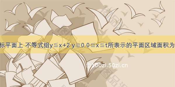 在直角坐标平面上 不等式组y≦x+2 y≧0 0≦x≦t所表示的平面区域面积为二分之五 