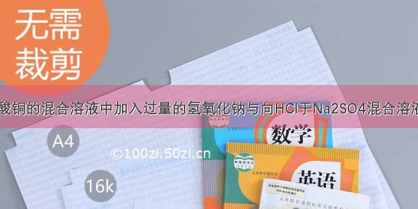 对于向硫酸和硫酸铜的混合溶液中加入过量的氢氧化钠与向HCl于Na2SO4混合溶液中加Ba(OH)2据