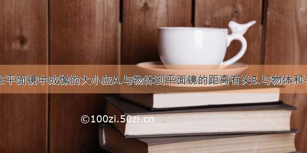 单选题物体在平面镜中成像的大小应A.与物体到平面镜的距离有关B.与物体和平面镜的相对