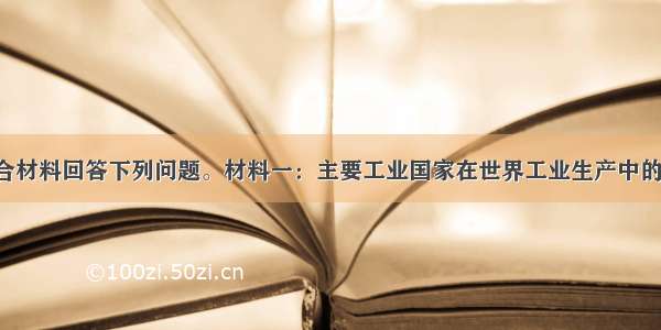 （16分）结合材料回答下列问题。材料一：主要工业国家在世界工业生产中的比重（%）年