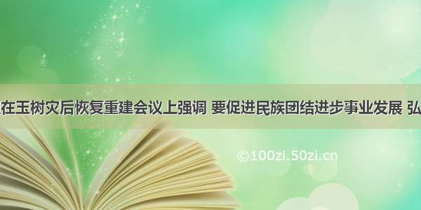 温家宝总理在玉树灾后恢复重建会议上强调 要促进民族团结进步事业发展 弘扬各民族共