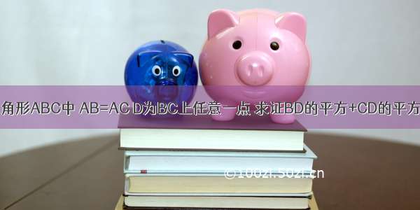 在等腰直角三角形ABC中 AB=AC D为BC上任意一点 求证BD的平方+CD的平方=2AD的平方