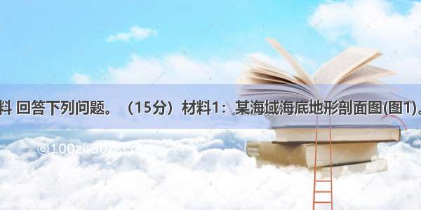 阅读相关材料 回答下列问题。（15分）材料1：某海域海底地形剖面图(图1)。图1材料2：