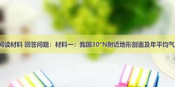 （28分）阅读材料 回答问题：材料一：我国30°N附近地形剖面及年平均气温 年平均降