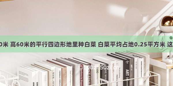 在一块底80米 高60米的平行四边形地里种白菜 白菜平均占地0.25平方米 这块地一共可