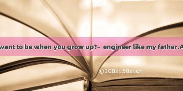 – What do you want to be when you grow up?–  engineer like my father.A. An B. A C. The