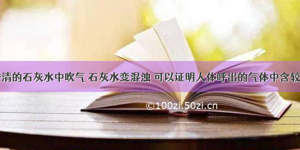 向澄清的石灰水中吹气 石灰水变混浊 可以证明人体呼出的气体中含较多的