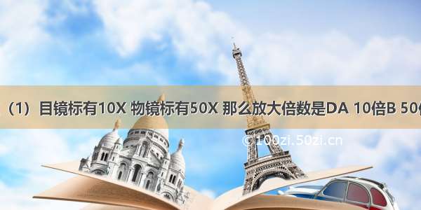 实验选择题（1）目镜标有10X 物镜标有50X 那么放大倍数是DA 10倍B 50倍C 60倍D 