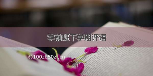 学前班下学期评语